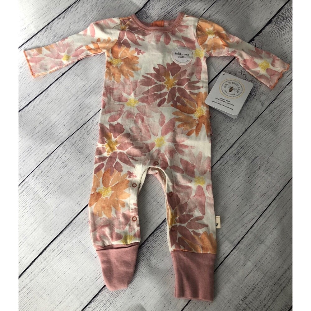 Burt's bees size 0-3M Soft organic cotton  floral jumpsuit